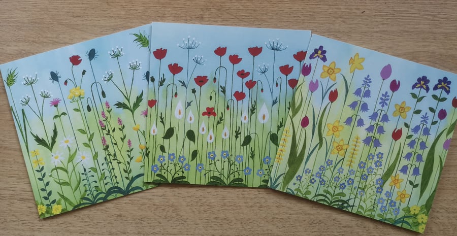 Three tall flower cards 1