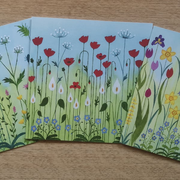 Three tall flower cards 1