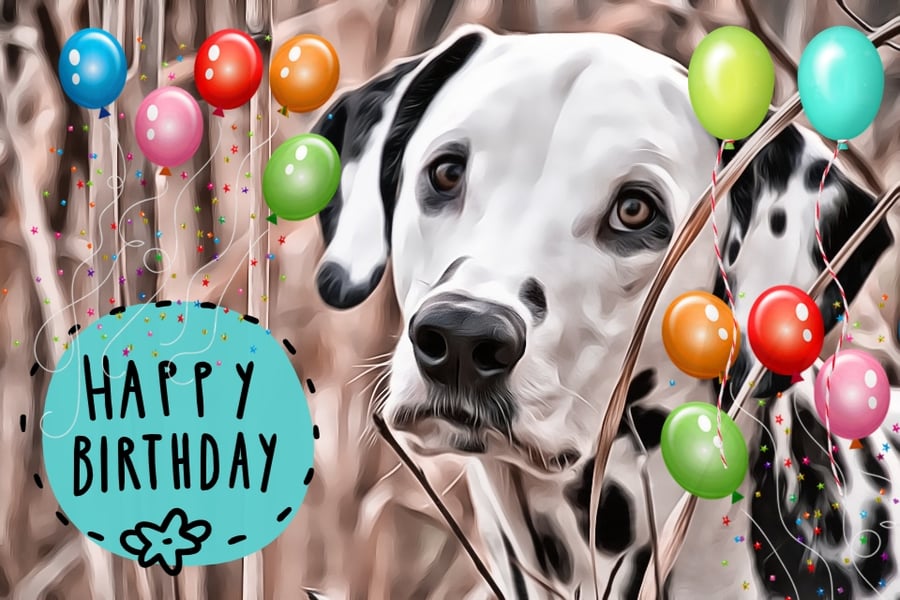 Happy Birthday Dalmatian Dog Card A5