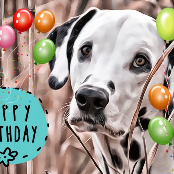 Happy Birthday Dalmatian Dog Card A5