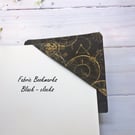 Black Clocks Corner Bookmark, Fabric Bookmark