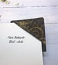 Corner Fabric Bookmark, Black Clocks