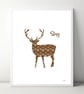 Spotty Stag A4 Art Print - Image 2