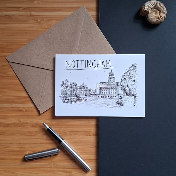 Nottingham Skyline Greetings Card