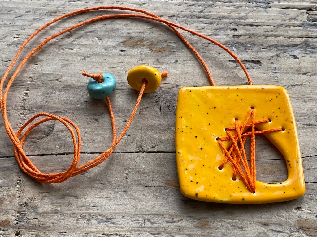 REDUCED Handmade Ceramic Statement Pendant Necklace