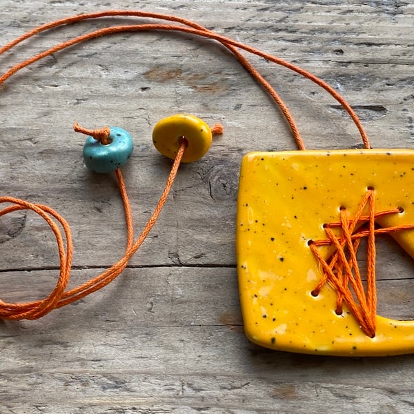 Handmade Ceramic Statement Pendant Necklace