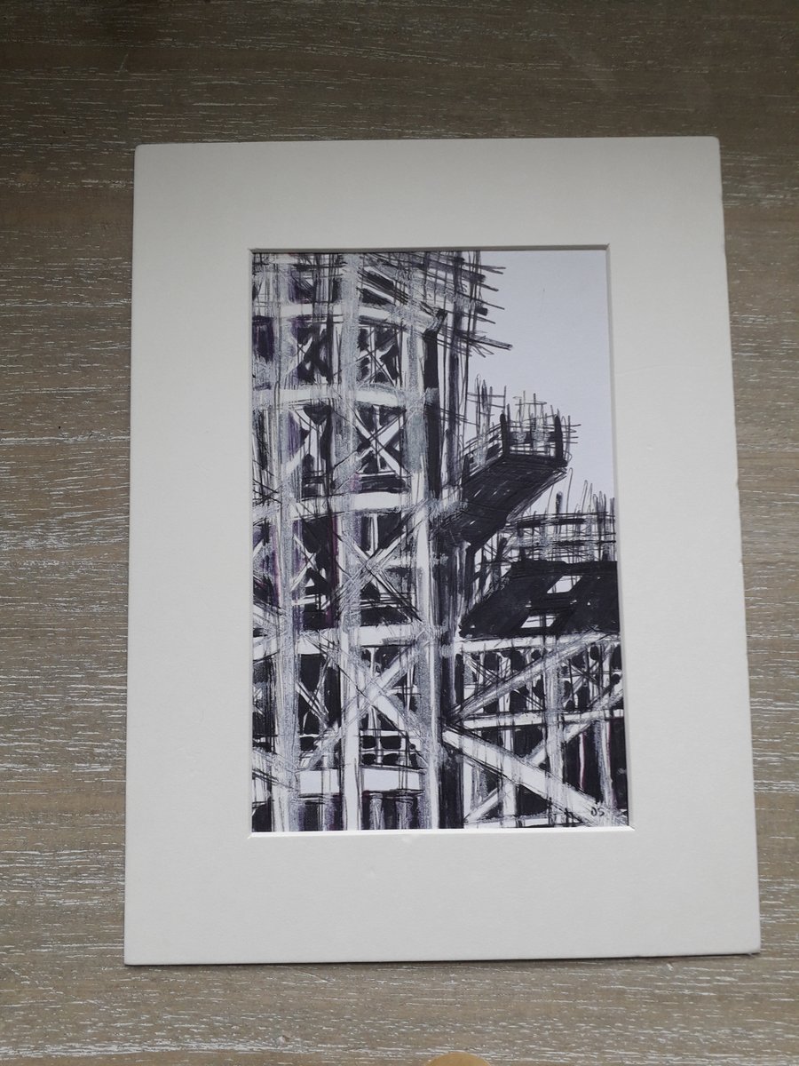Line drawing of an Edinburgh building site.  
