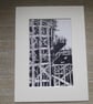 Line drawing of an Edinburgh building site.  