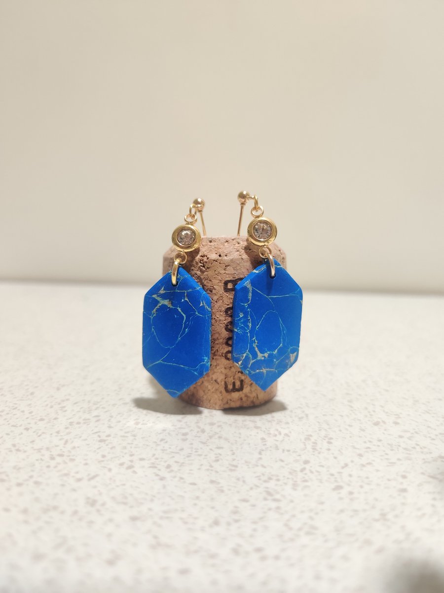 Blue galaxy marble dangle 