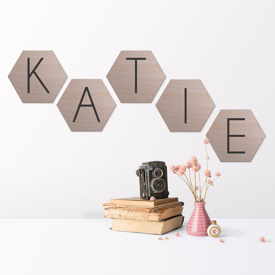Personalised Wooden Hexagon Wall Plaques