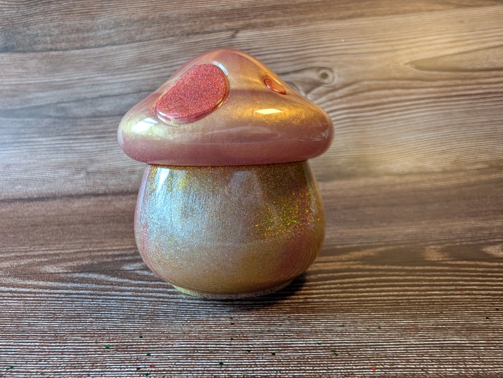 Handmade Resin Toadstool Jar – Autumn Sunset