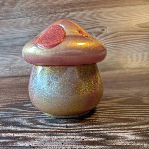 Handmade Resin Toadstool Jar – Autumn Sunset