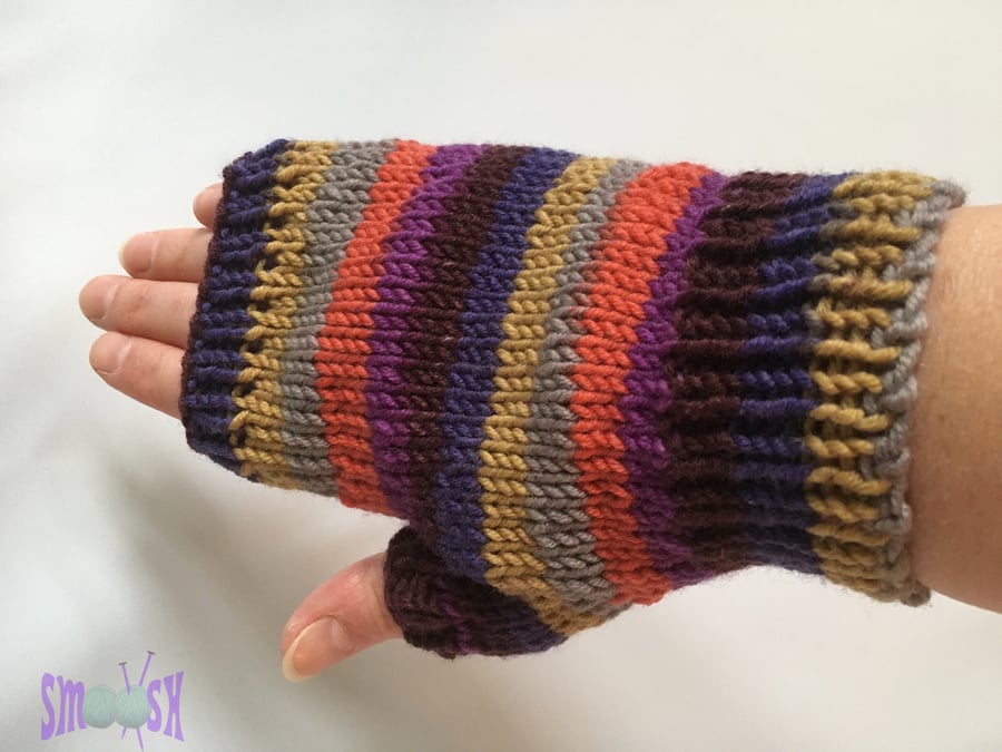 Fingerless Mitts: Summer Sunset Stripe