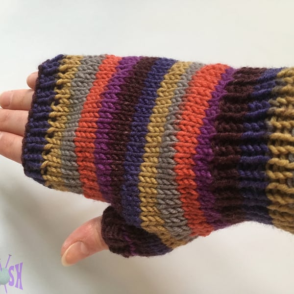 Fingerless Mitts: Summer Sunset Stripe