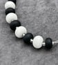 black and white lampwork glass necklace seaglass style - Image 3