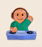 DJ Gingerbread Decoration - Embroidered Disc Jockey Character