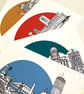 Bolton Landmarks Skyline Art Print - Image 4