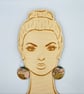 Hooped hand printed wooden dangly earrings in subtle muted colours - Image 8