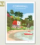 St Just in Roseland, Cornwall, A3 illustrated poster print