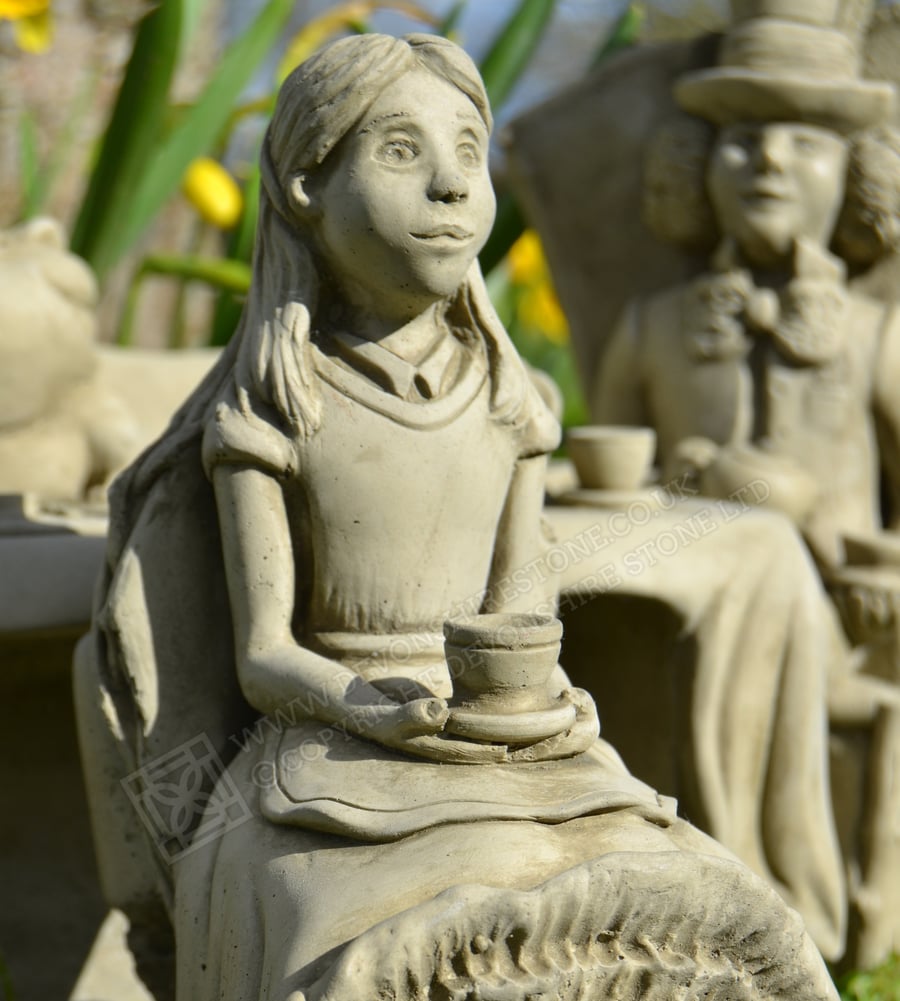 thumbnail image 2 of Devonshire Stone Ltd Alice In Wonderland Full Set Of 4 Stone Garden Ornaments 2 of 5