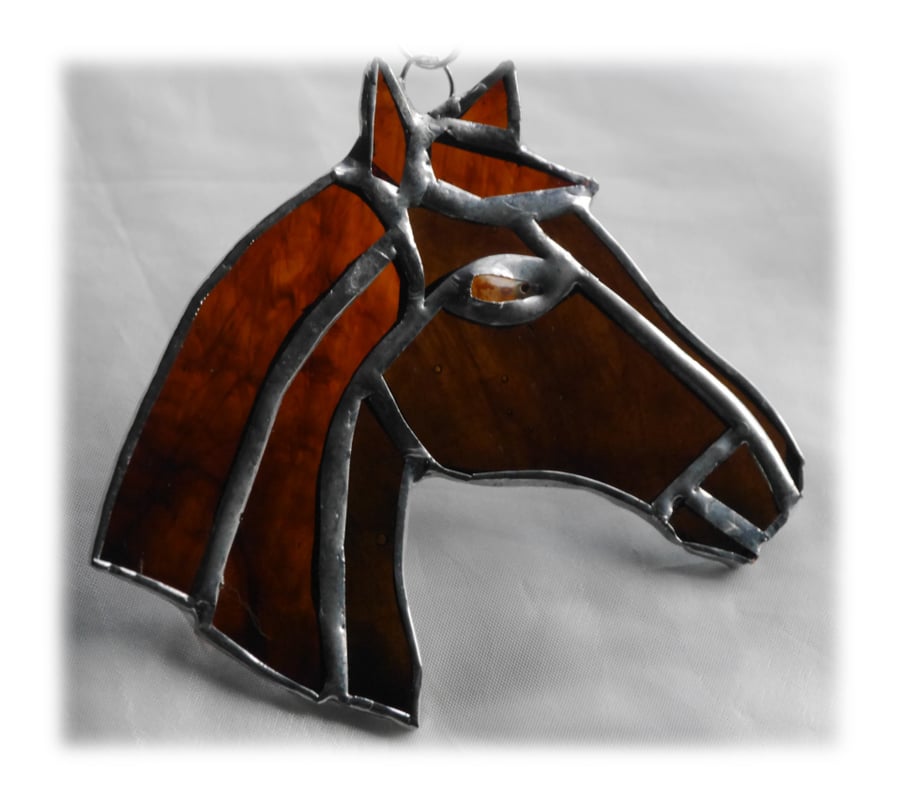 Horse Suncatcher Stained Glass Horsehead Brown 079