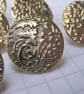 10 Small Gold Brocade Patterned Shank Buttons - Image 2