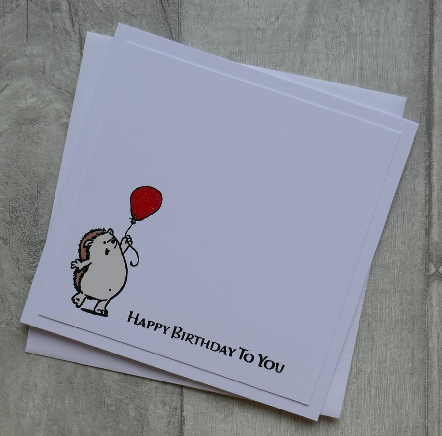 Hedgehog with Red Balloon - Happy Birthday To You - Birthday Card