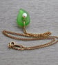 Bright Green Sea Glass and Pearl Pendant - Fine 14k Gold Filled Chain  - Image 4