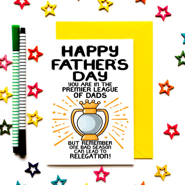 Funny Football Father's Day Card For Dad From Daughter, Son, Stepchildren