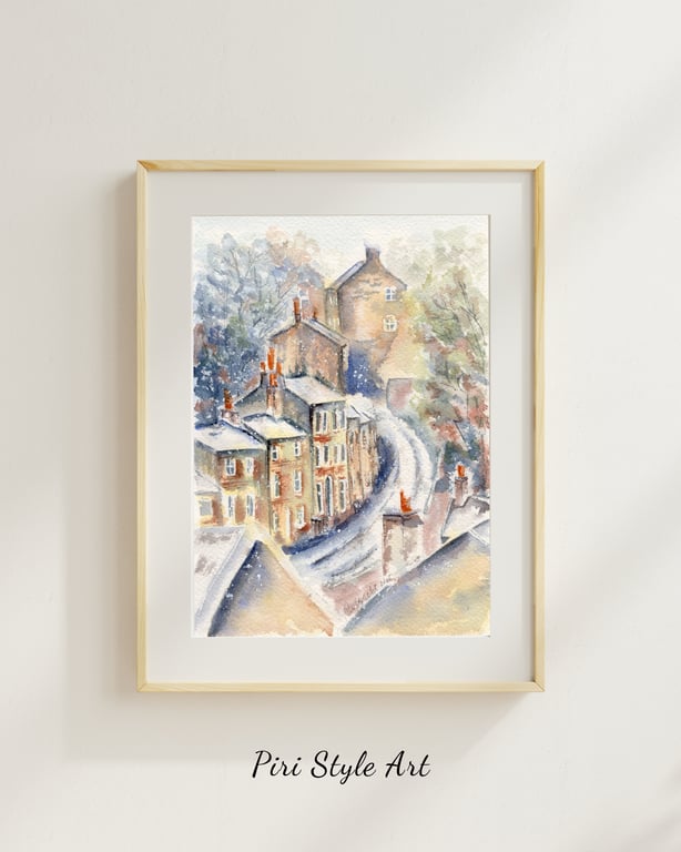 Holmfirth in the Snow, Original Watercolour Painting