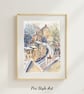 Holmfirth in the Snow, Original Watercolour Painting