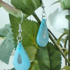 Blue Teardrop Polymer Clay Earrings