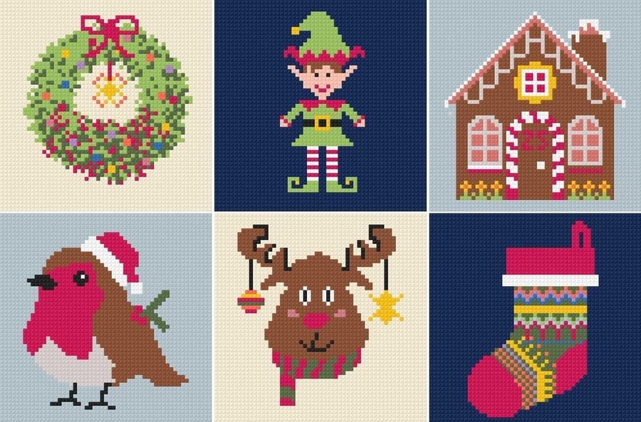 6 Christmas Needlepoint Charts PDF Vol 2 - Festive Tapestry Patterns