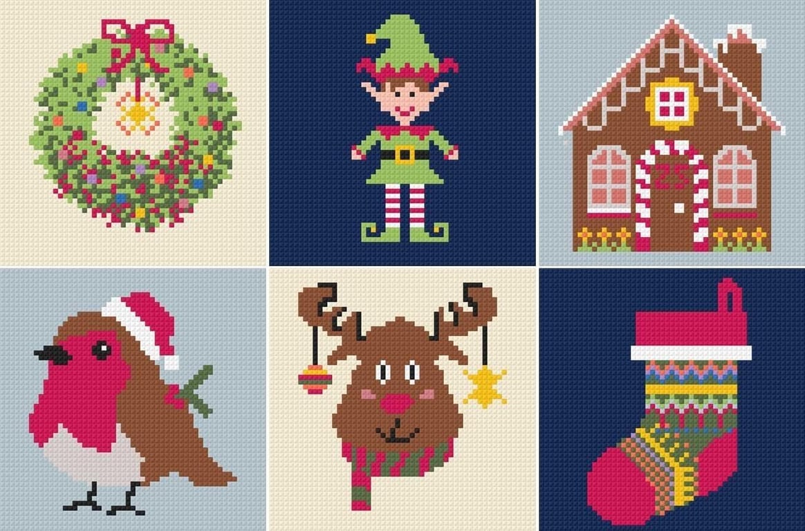 6 Christmas Needlepoint Charts PDF Vol 2 - Festive Tapestry Patterns