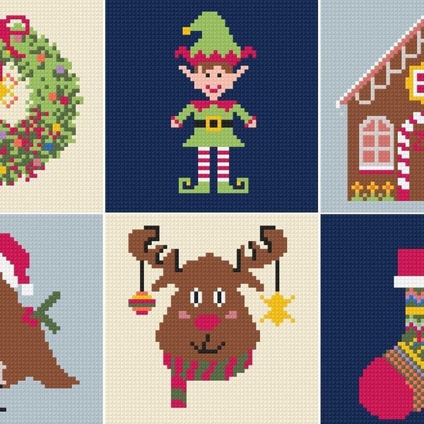 6 Christmas Needlepoint Charts PDF Vol 2 - Festive Tapestry Patterns