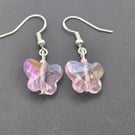 Pink butterfly earrings