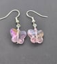 Pink butterfly earrings