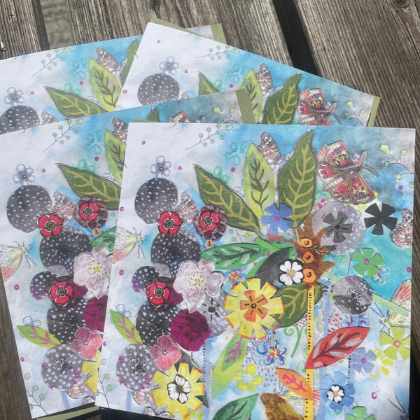 4 x floral collage greeting cards 