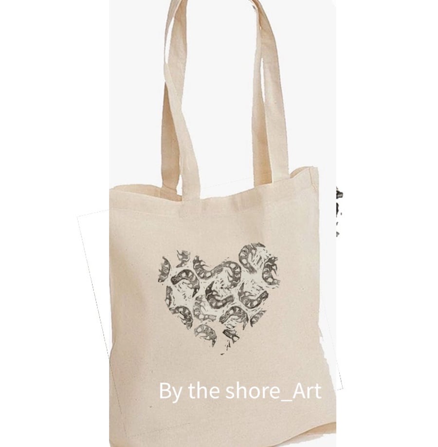 Hand printed reusable bag