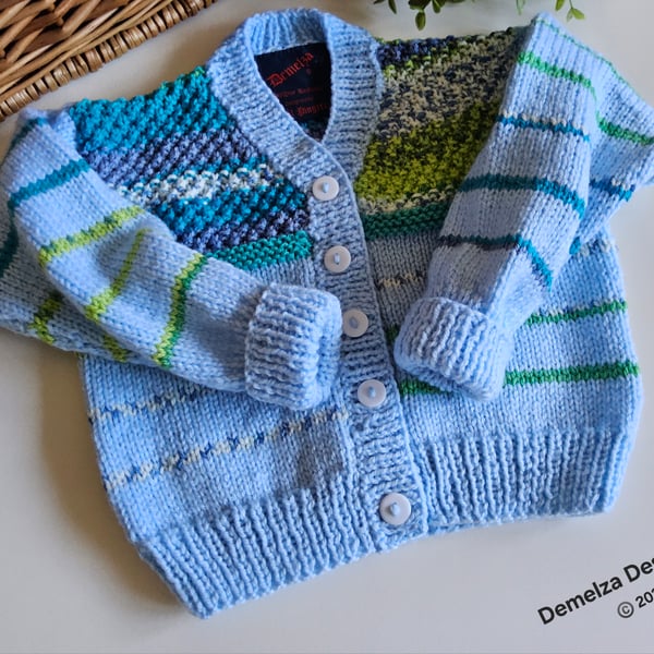 Designer Baby Boy's Hand Knitted Cardigan  1-2 years size