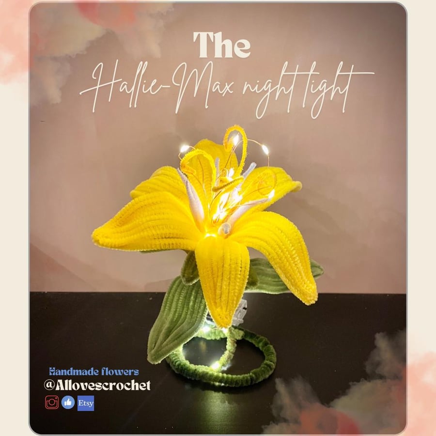 Pipe cleaner eternal flower artificial everlasting handmade tangled night light