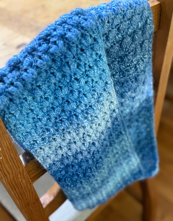 All Blues Long Crochet Scarf