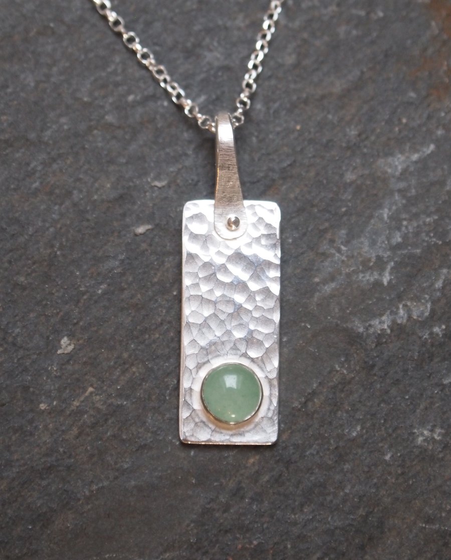 Silver Pendant, Aventurine Pendant