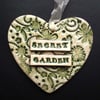 ceramic Secret Garden heart decoration  folksy gardeners