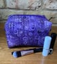 Purple Circles Quilted Fabric Box Shape Makeup Bag - Image 3