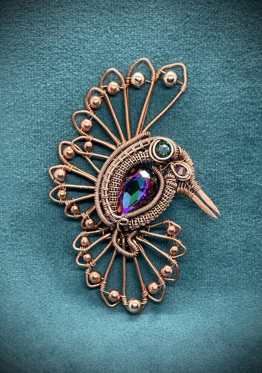 Hummingbird Pendant with crystal feature