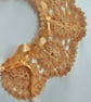 Caramel Crochet Lace Collar, Handmade Detachable Floral Accessory with Ribbon 