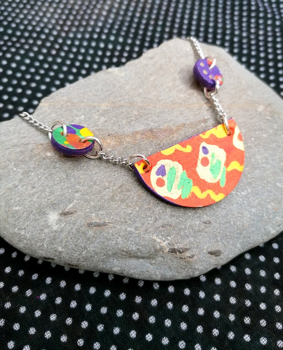 Handpainted Graffiti Leather Necklace