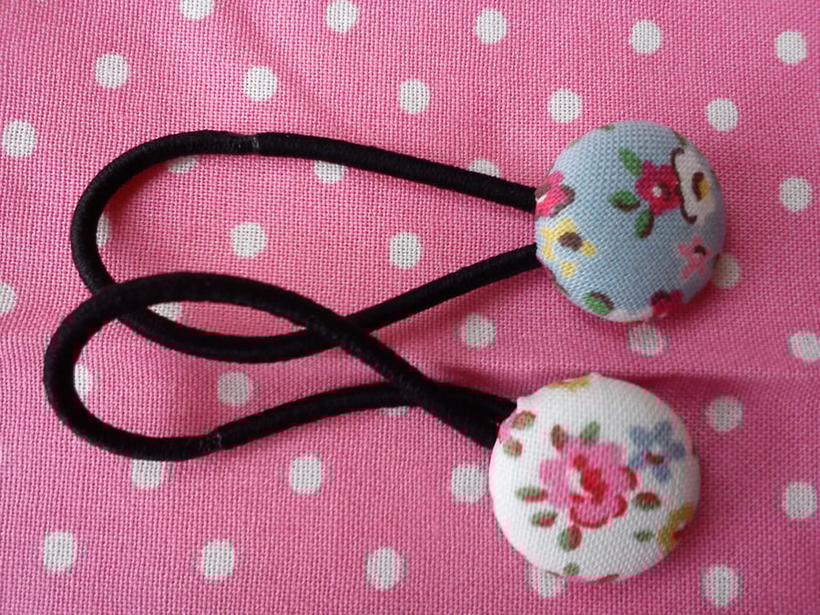 Cath Kidston Tiny Flower Button Hair Bobbles x2
