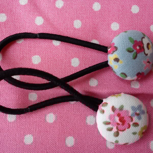 Cath Kidston Tiny Flower Button Hair Bobbles x2